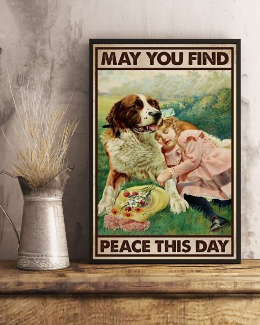 dog and girl may you find peace this day vintage poster 5