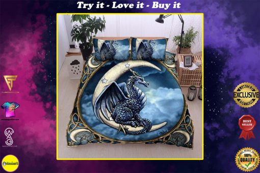 dragon and the moon all over printed bedding set
