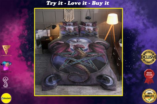 dragon and witch all over printed bedding set