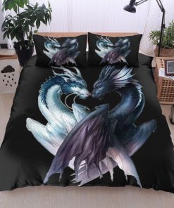 dragon black and white all over printed bedding set 2