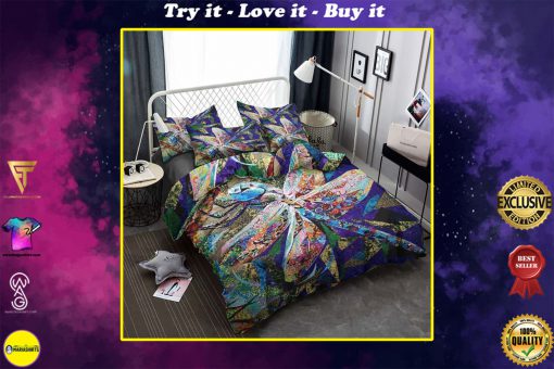 dragonfly colorful retro all over printed bedding set