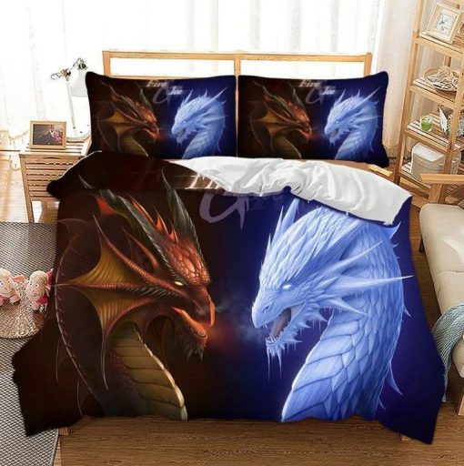dragons fire and ice all over printed bedding set 2