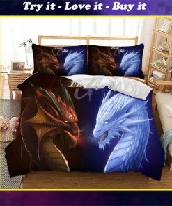 dragons fire and ice all over printed bedding set