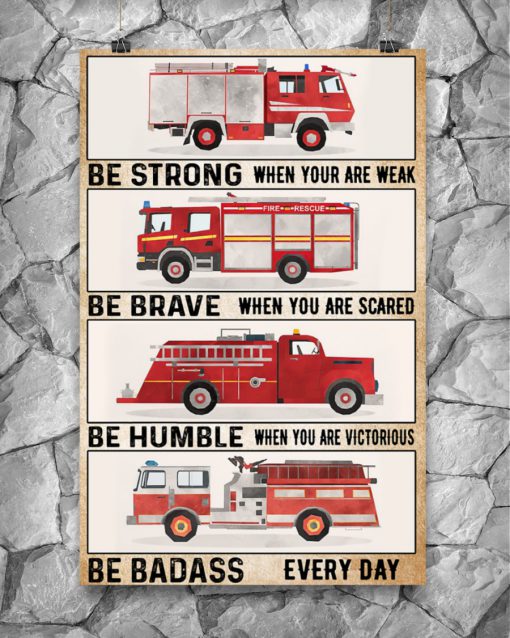 fire engine be strong be brave be humble be badass vintage poster 3