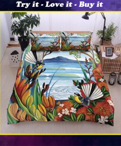 floral birds all over printed bedding set