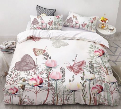 floral butterfly colorful all over printed bedding set 2