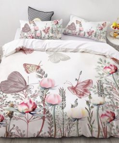 floral butterfly colorful all over printed bedding set 3
