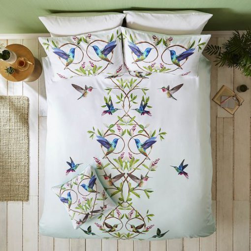 floral hummingbird all over printed bedding set 2