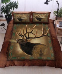 hunting elk lodge all over printed bedding set 2