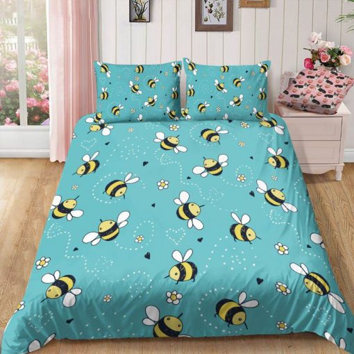 lovely bees all over printed bedding set 2