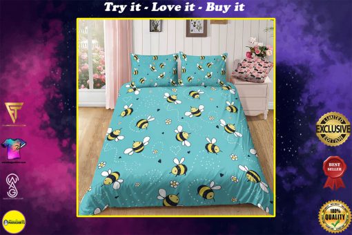 lovely bees all over printed bedding set