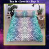 mermaid fin all over printed bedding set