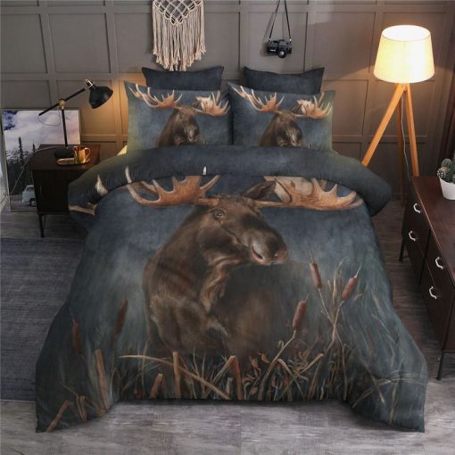 moose in the forest all over printed bedding set 3