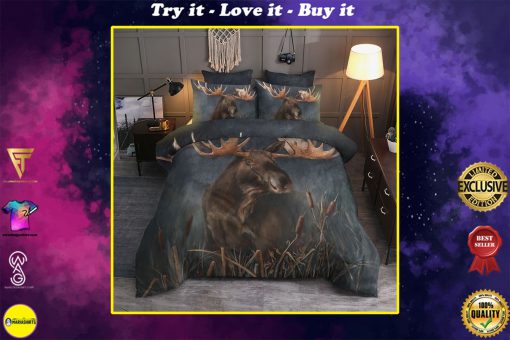 moose in the forest all over printed bedding set