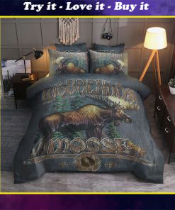 moose woodlands all over printed bedding set