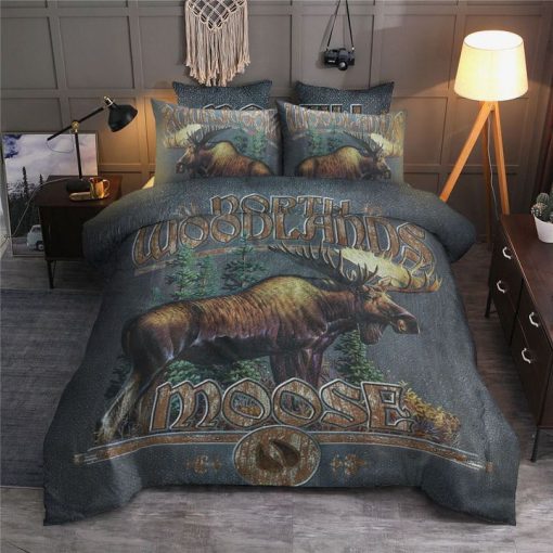 moose woodlands all over printed bedding set 4