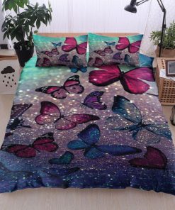 night butterfly glitter all over printed bedding set 2