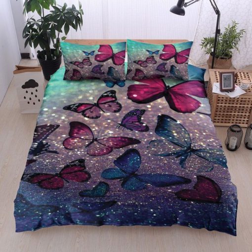 night butterfly glitter all over printed bedding set 2