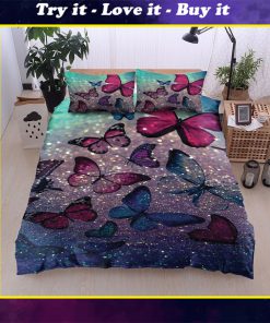 night butterfly glitter all over printed bedding set