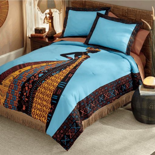 retro african woman all over printed bedding set 2