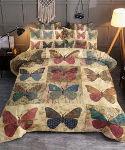 retro butterfly colorful all over printed bedding set 2