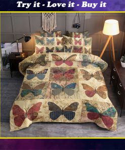 retro butterfly colorful all over printed bedding set