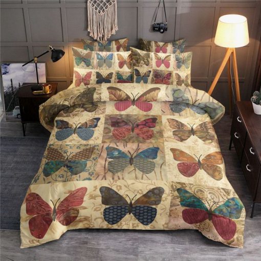 retro butterfly colorful all over printed bedding set 3