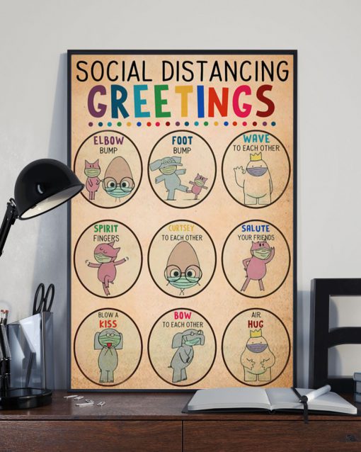 social distancing greetings animals vintage poster 2