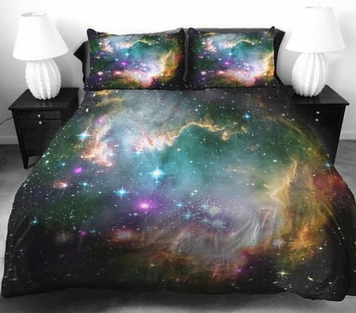 the universe galaxy all over printed bedding set 4