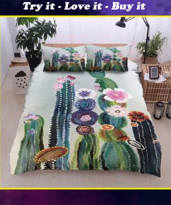 tropical cactus and flower all over printed bedding set