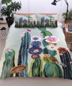 tropical cactus and flower all over printed bedding set 3