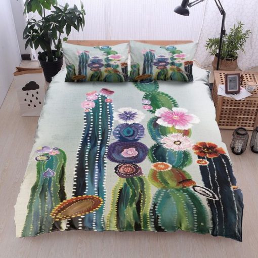 tropical cactus and flower all over printed bedding set 3