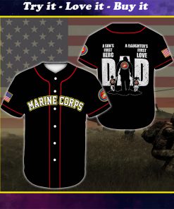 united states marine corps veteran dad all over printed baseball shirt