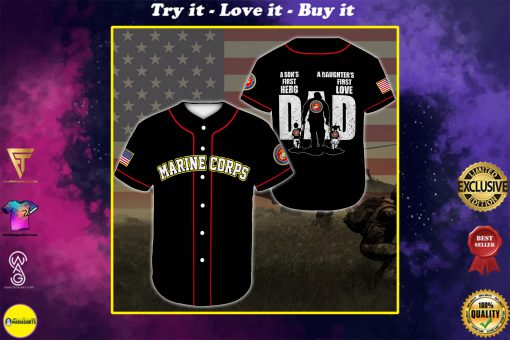 united states marine corps veteran dad all over printed baseball shirt