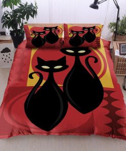 vintage black cat all over printed bedding set 2