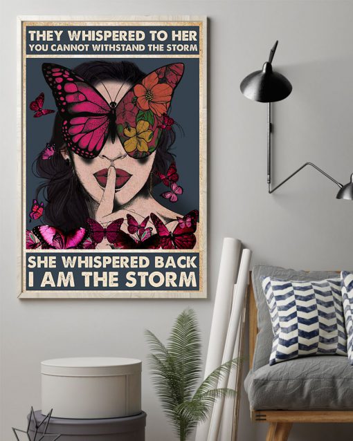 vintage girl and butterfly they whispered to her you cannot withstand storm poster 3