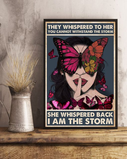 vintage girl and butterfly they whispered to her you cannot withstand storm poster 4