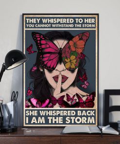 vintage girl and butterfly they whispered to her you cannot withstand storm poster 5