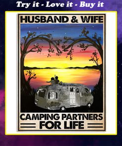 vintage husband and wife camping partners for life poster