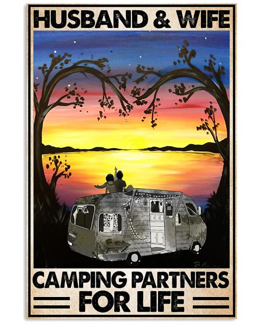 vintage husband and wife camping partners for life poster 3