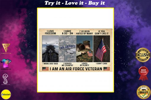 vintage i love freedom i have a dd-214 i am an air force veteran poster