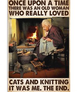 vintage once upon a time there was an old woman who really loved cats and knitting poster 2