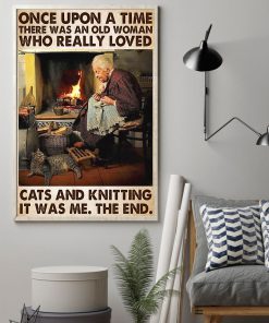 vintage once upon a time there was an old woman who really loved cats and knitting poster 3