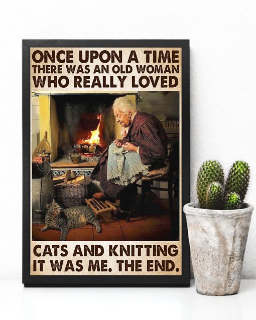 vintage once upon a time there was an old woman who really loved cats and knitting poster 4