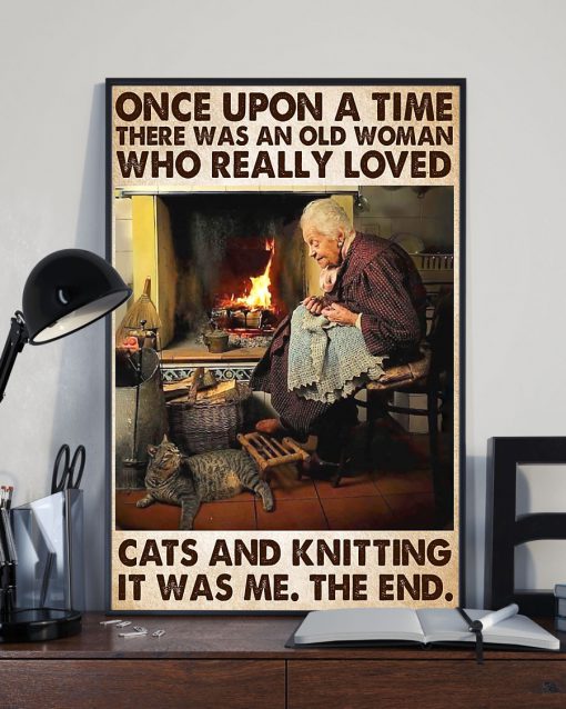 vintage once upon a time there was an old woman who really loved cats and knitting poster 5