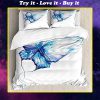 watercolor butterfly blue all over printed bedding set