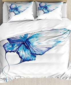 watercolor butterfly blue all over printed bedding set 2