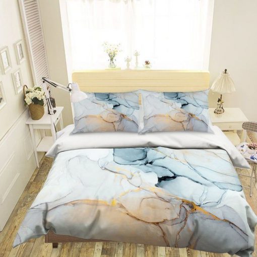 waterolor marble all over printed bedding set 2