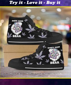 DONT CARE BEAR WEED all over printed high top canvas shoes