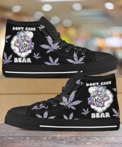 DONT CARE BEAR WEED all over printed high top canvas shoes 3